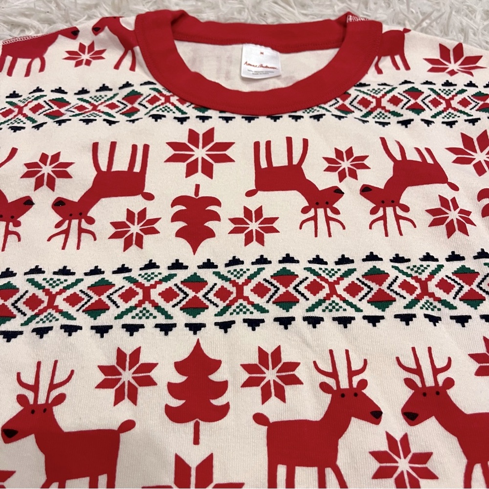 Hanna Andersson Dear Deer Unisex Long John Fair Isle Pajama Top Size M View 2